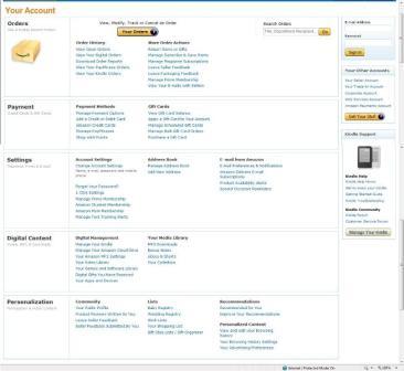 Amazon's Your Account Page