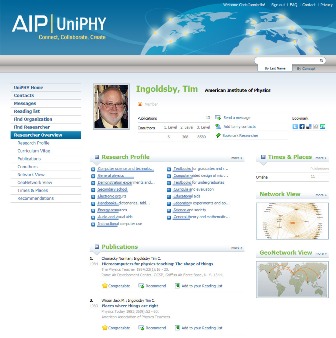 American Institute of Physics’ UniPHY Social Network for Physicists
