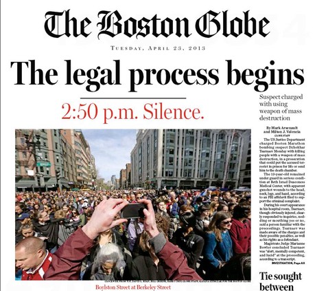 The Boston Globe covering the Boston Marathon bombing
