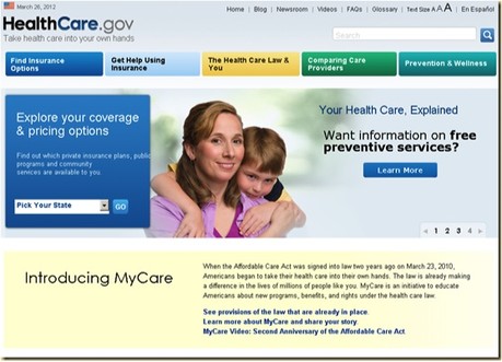 Original Healthcare.gov Site Design