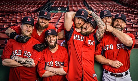 Red Sox team with beards
