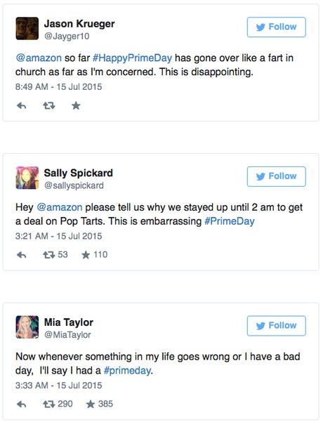 Negative Tweets about Prime Day