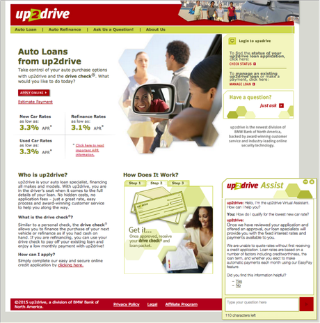 up2drive site with Nuance Nina Web Assistant
