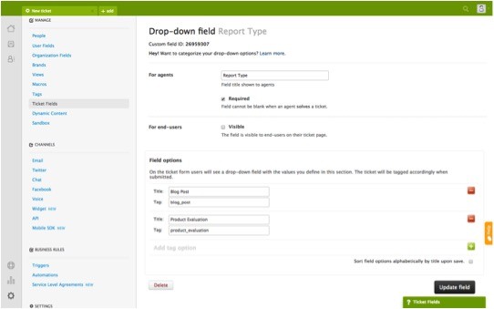 Creating a Field in a Zendesk Ticket Form