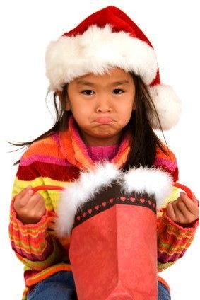 Unhappy Child with empty Christmas stocking
