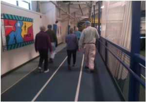 Seniors Walking at the YMCA track on Tuesdays and Thursdays